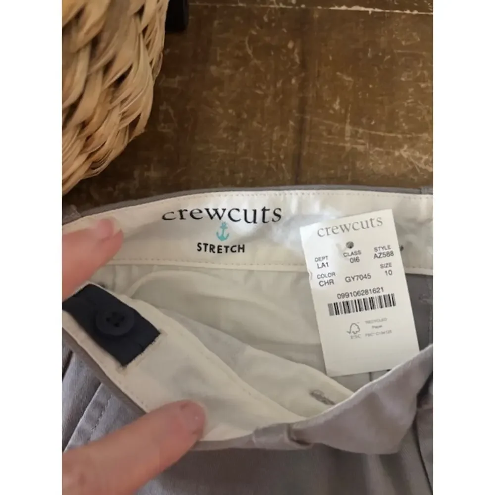 Crewcuts Pants Chinos Classicc Fit Gray Boys Size 10 Stretch J. Crew NWT